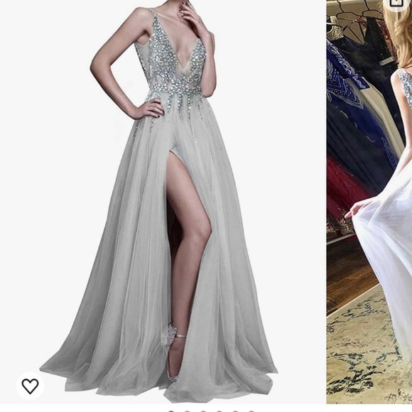 Jeweled Formal Dress with Slit - Picture 3 of 15